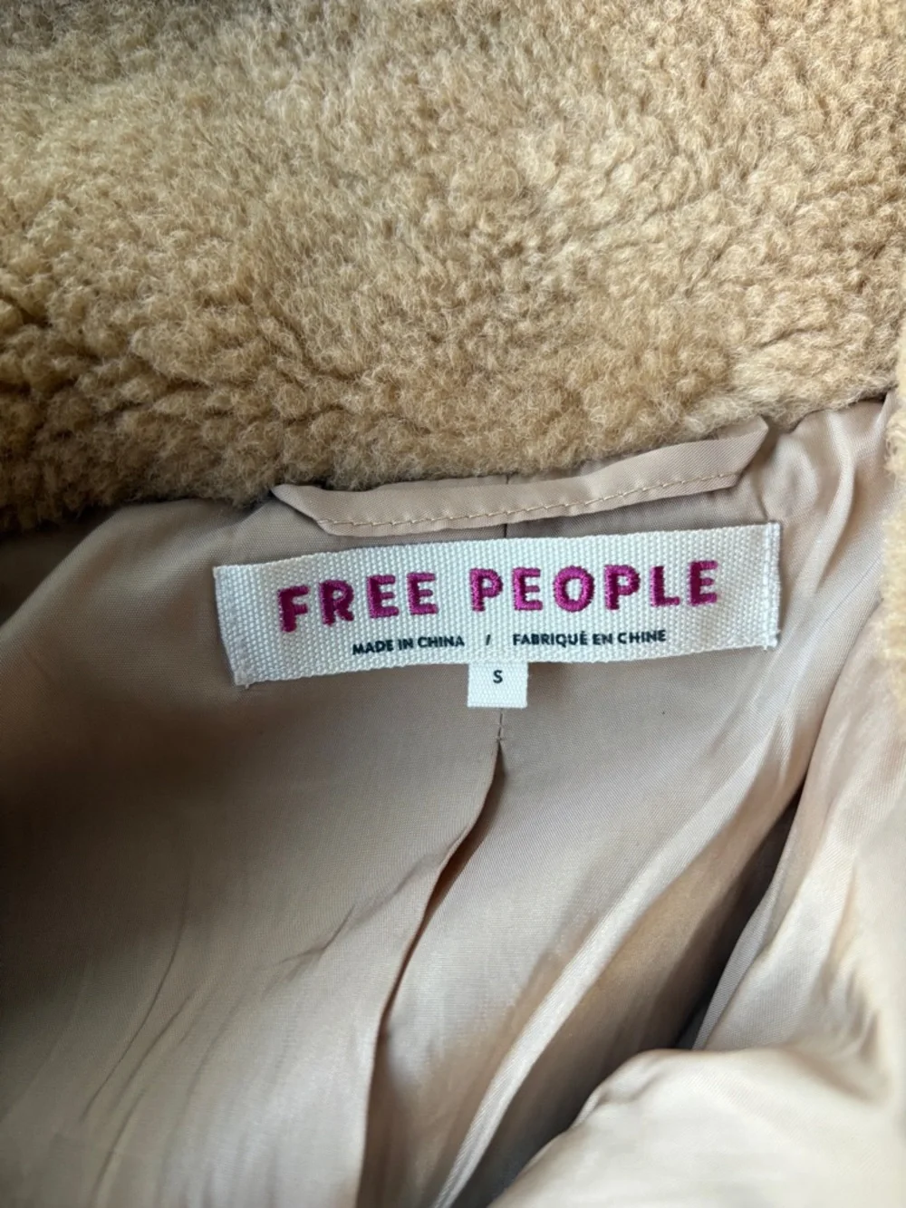 Free People Jacket Size S/M Get Cozy Teddy Sherpa Oversized Jacket Tan Brown - Picture 5 of 8